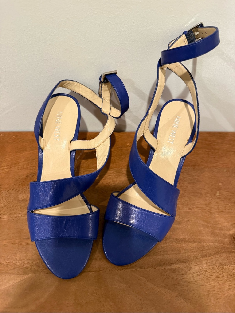 Nine West Royal Blue Strappy Ankle-Heel Sandals